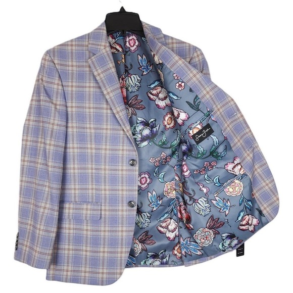 Sean John Men's Classic-Fit Stretch Suit Jacket Violet Plaid 36S NWT - Picture 2 of 4